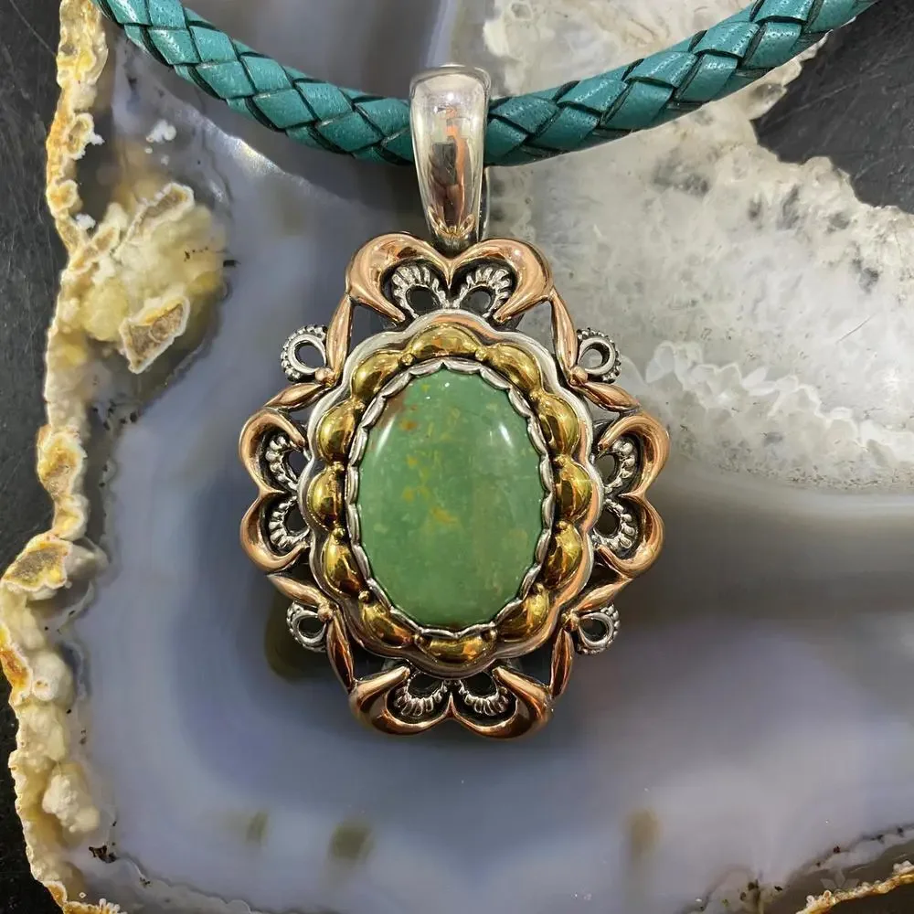 Carolyn Pollack Southwestern Style Mix Metal Turquoise & Rhodonite Pendant